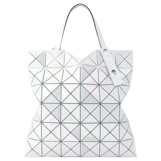 ISSEY MIYAKE LUCENT METALLIC May Limited Поляризованная металлическая сумка-тоут с геометрическим узором Сумка из ПВХ-смолы Женская белая
