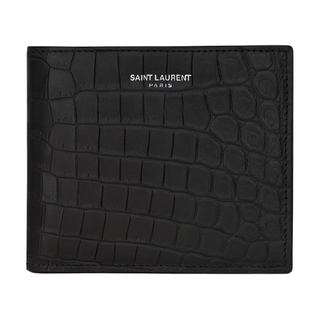 Мужской кошелек SAINT SAINT LAURENT YSL PARIS Logo (черный)