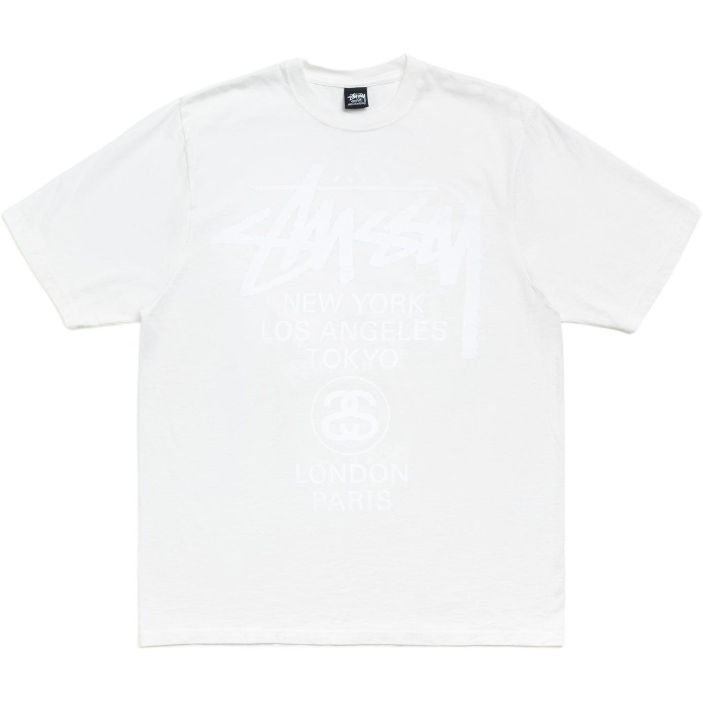 Футболка Stussy Мировое турне (белая с буквами)