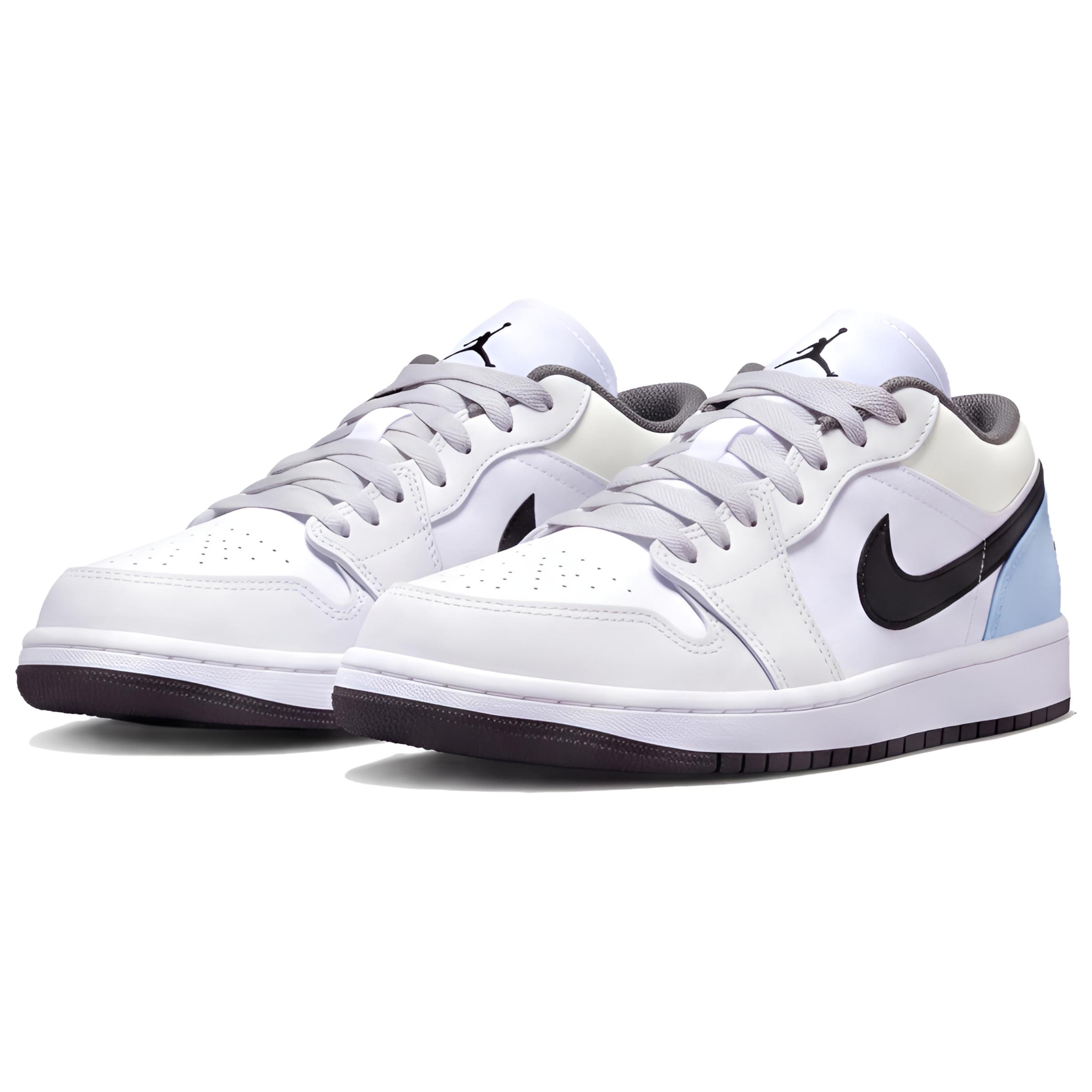 Jordan Air Jordan 1 Iron Grey Ice Blue Mist Leather Cushioning Low top Vintage Basketball Shoes Unisex Blue Green
