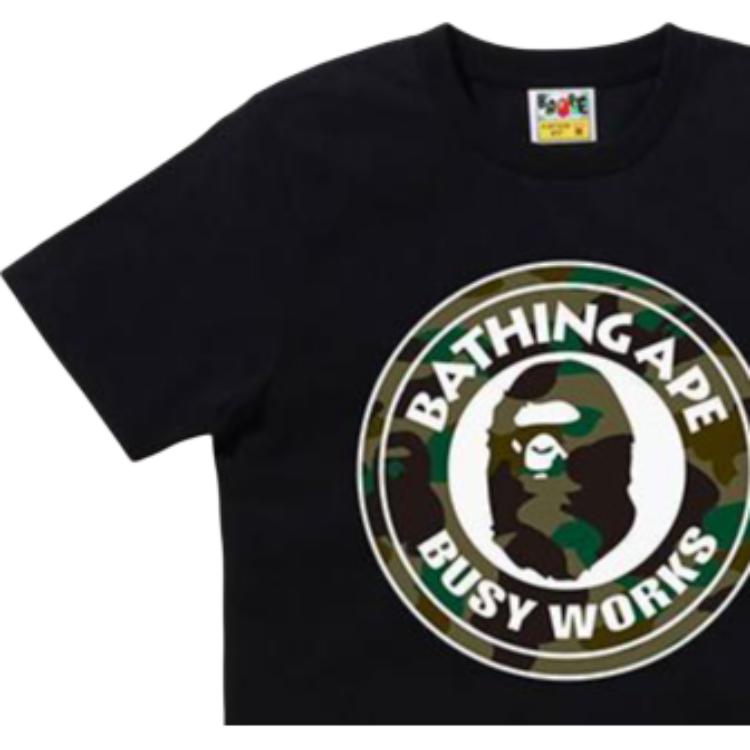 Женская футболка A BATHING APE с круглым логотипом (белая) — Черно-зеленый — фото 6