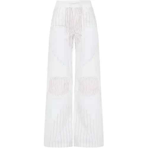 OFF-WHITE striped wide-leg cotton trousers