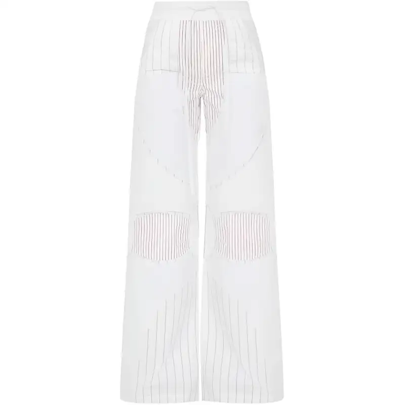 OFF-WHITE striped wide-leg cotton trousers