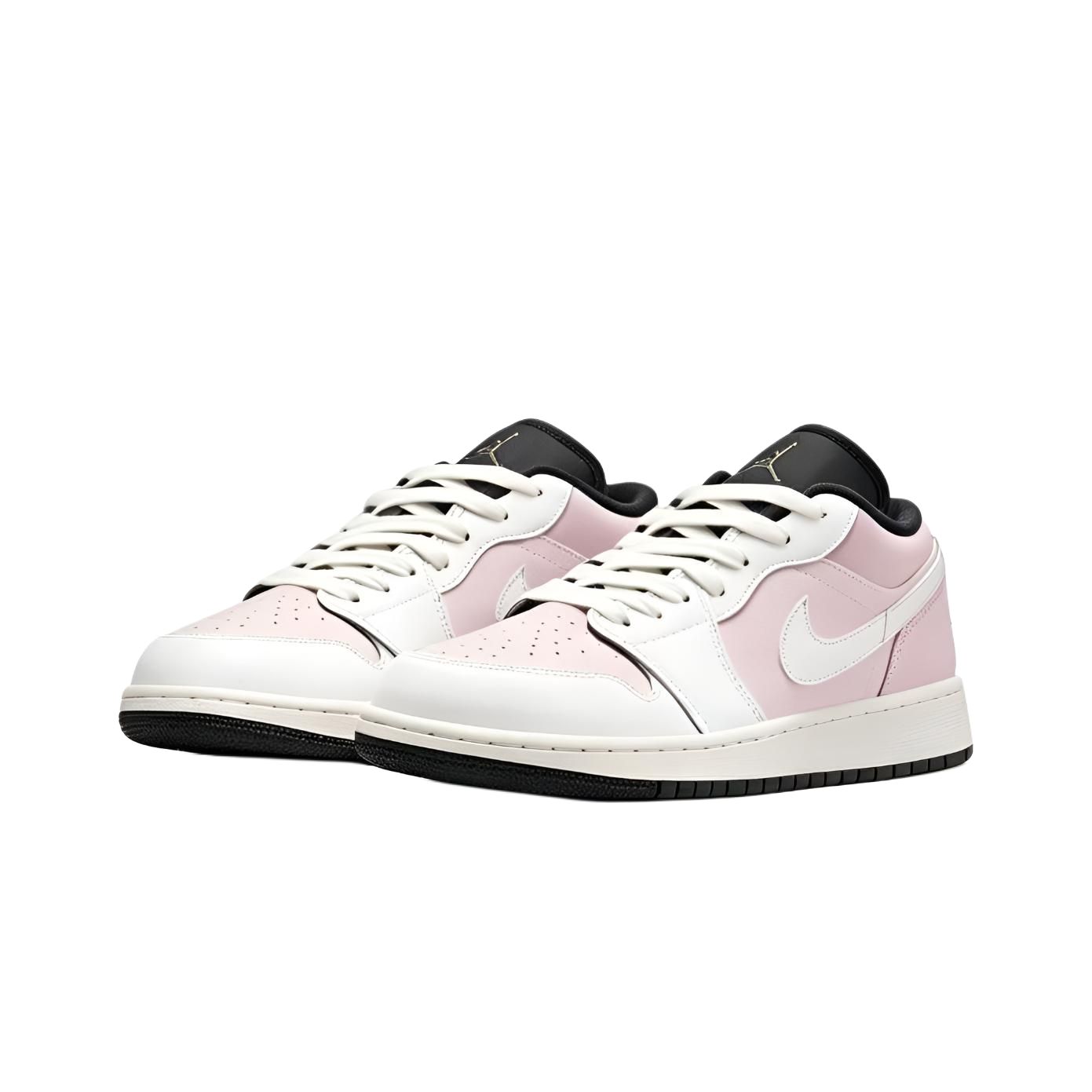 Jordan Air Jordan 1 Peach Clouds Abrasion Resistant Low top Vintage Basketball Shoes Unisex White Pink