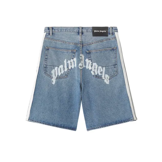 PALM ANGELS PALM ANGELS SS26 Ретро-американские готические буквы с потертостями и потертостями Свободные прямые модные брендовые универсальные шорты одинакового стиля для мужчин и женщин