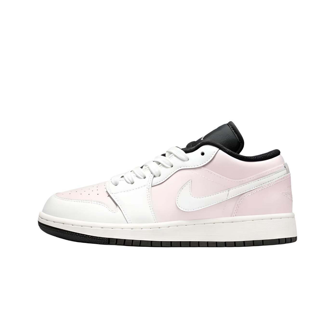 Jordan Air Jordan 1 Peach Clouds Abrasion Resistant Low top Vintage Basketball Shoes Unisex White Pink