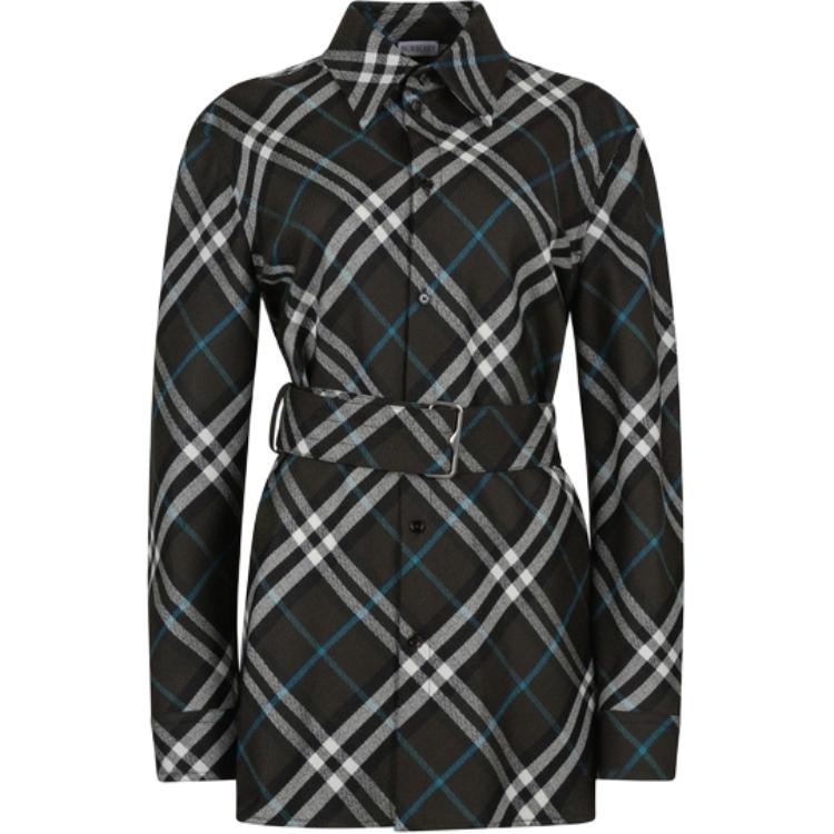 Женская рубашка Burberry Плед (черная)