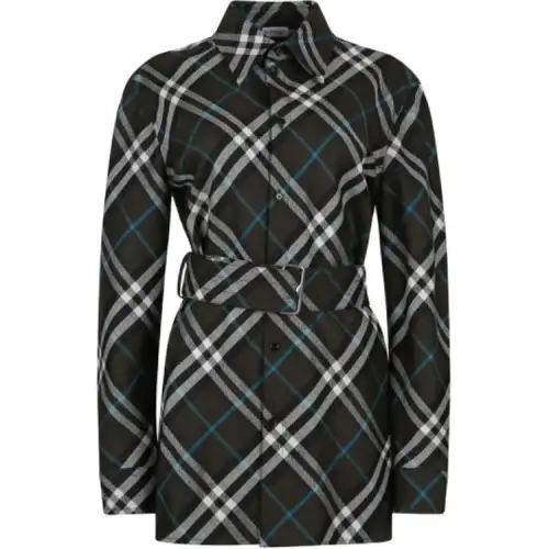 Burberry check-pattern belted shirt