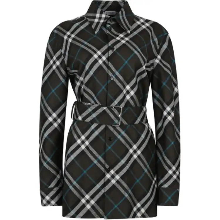 Burberry check-pattern belted shirt