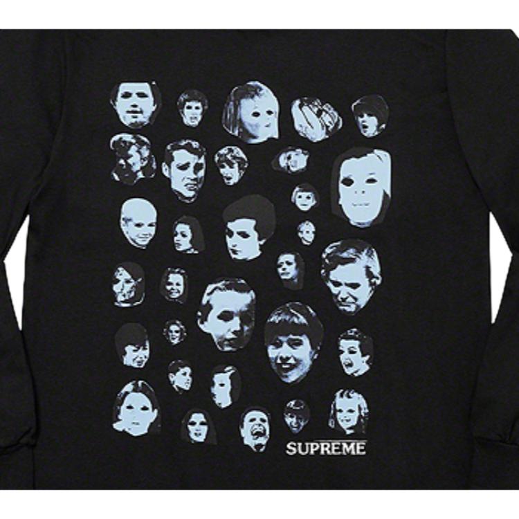 Футболка Supreme FW19 Week 1 Faces L/S Tee (черная) — фото 3