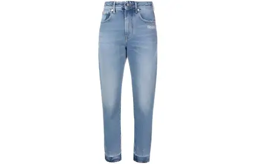OFF-WHITE logo cropped jeans