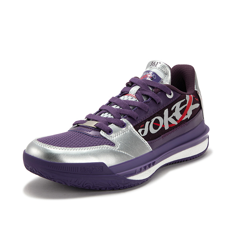 361° Cushioning Slip Resistant Abrasion Resistant Breathable Low top Basketball Shoes Men’s Silver Purple