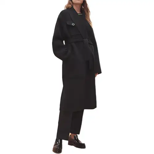 HERMES Coats Women's Black Lapel Moderate