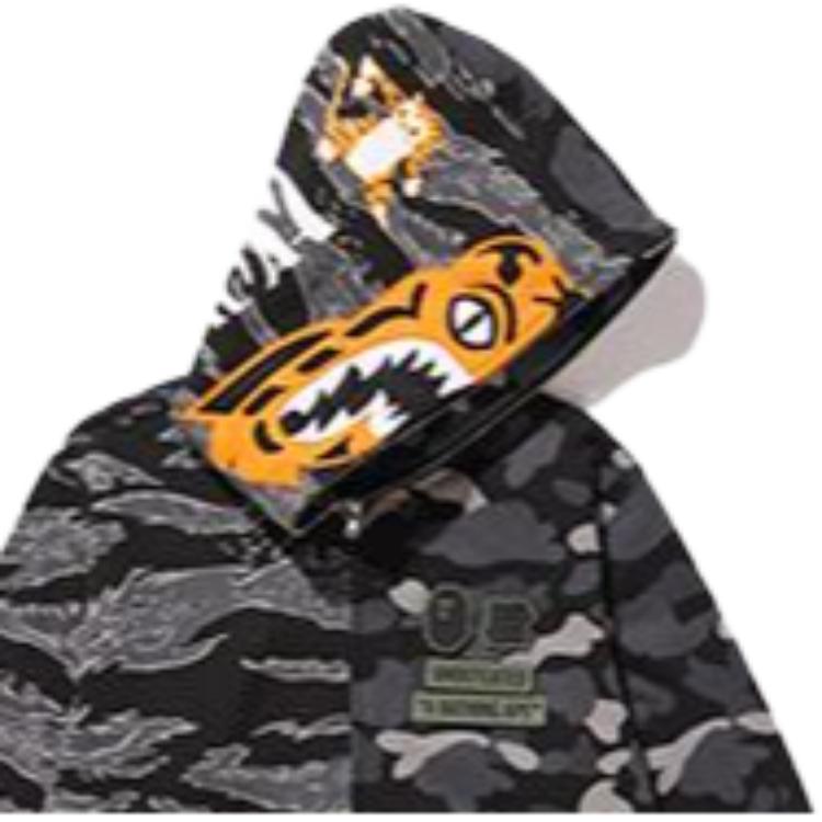 Мужские худи A BATHING APE A BATHING APE x Undefeated Tiger Shark Half Full Zip Hoodie (темный камуфляж) — фото 4