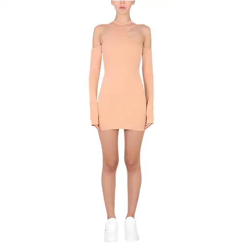 OFF-WHITE long-sleeve mini dress