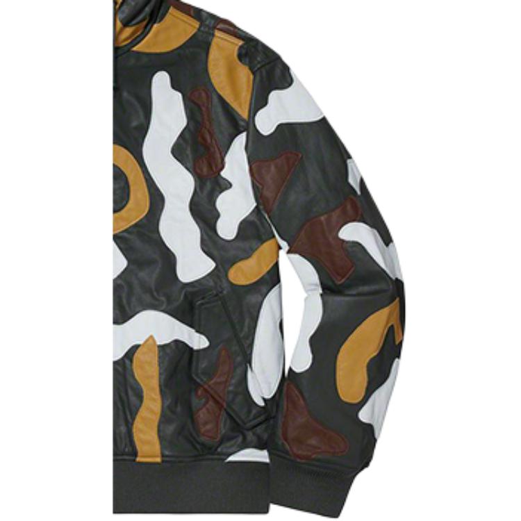 Куртка Supreme FW19 Week 12 Camo Leather Hooded Jacket Green Camo (зеленый камуфляж) — фото 4