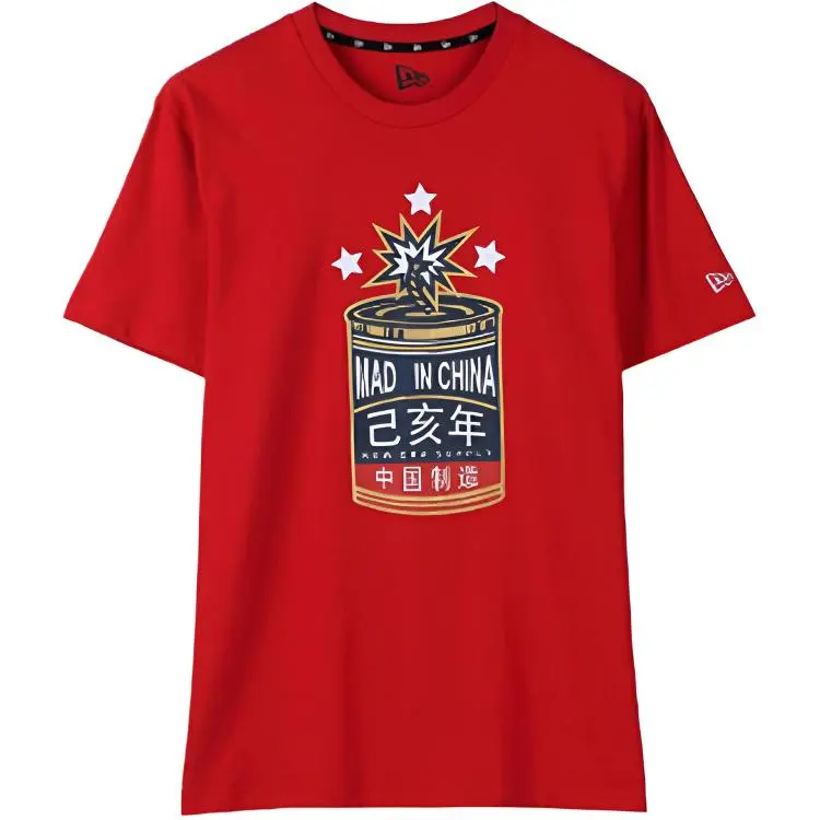 New Era T-Shirts Unisex Red Crew Neck Moderate