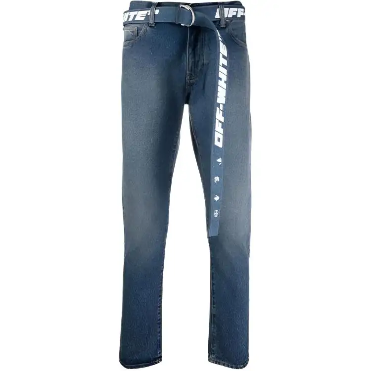 OFF WHITE Dinosaur Series Jeans Men's Blue Moderate Slim Fit Pants
