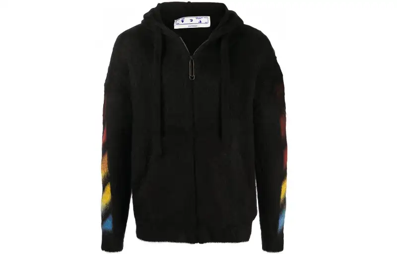 OFF-WHITE Diag Brushed Mohair Zip Hoodie