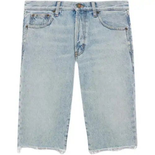 SAINT LAURENT Raw Cut Edge Knee Length Denim Shorts