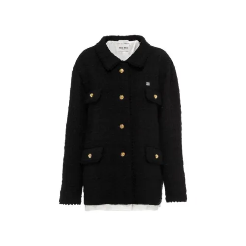 MIU MIU Jackets Women's Black V Neck Moderate Other