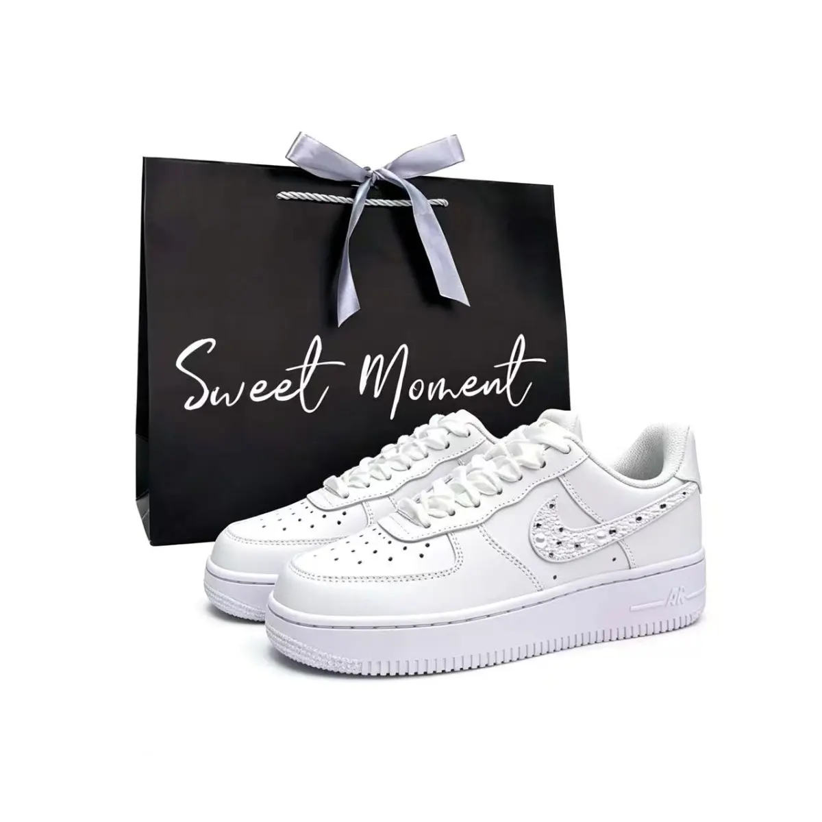Nike Air Force 1 Sparkling Stars Low top Skateboard Shoes Unisex White