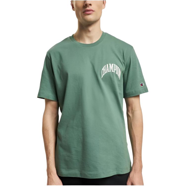 Champion T Shirts Men's Green Crew Neck Moderate Straight Fit