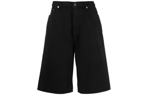 OFF-WHITE logo-patch wide-leg denim shorts