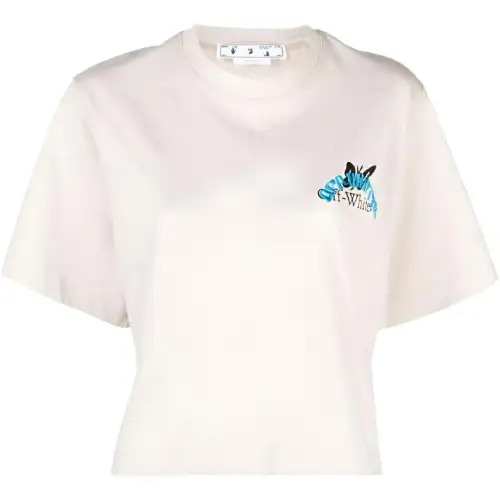 OFF WHITE Butterfly print Cropped T shirt