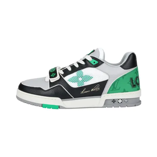 LOUIS VUITTON Lv Trainer Monogram Strap Black White Green