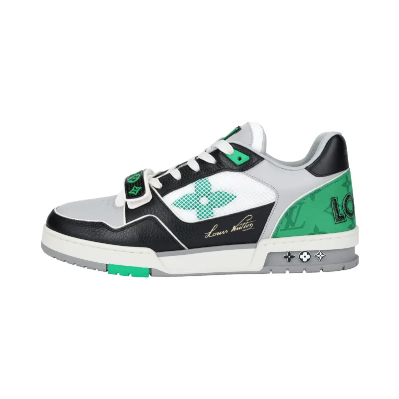 LOUIS VUITTON Lv Trainer Monogram Strap Black White Green