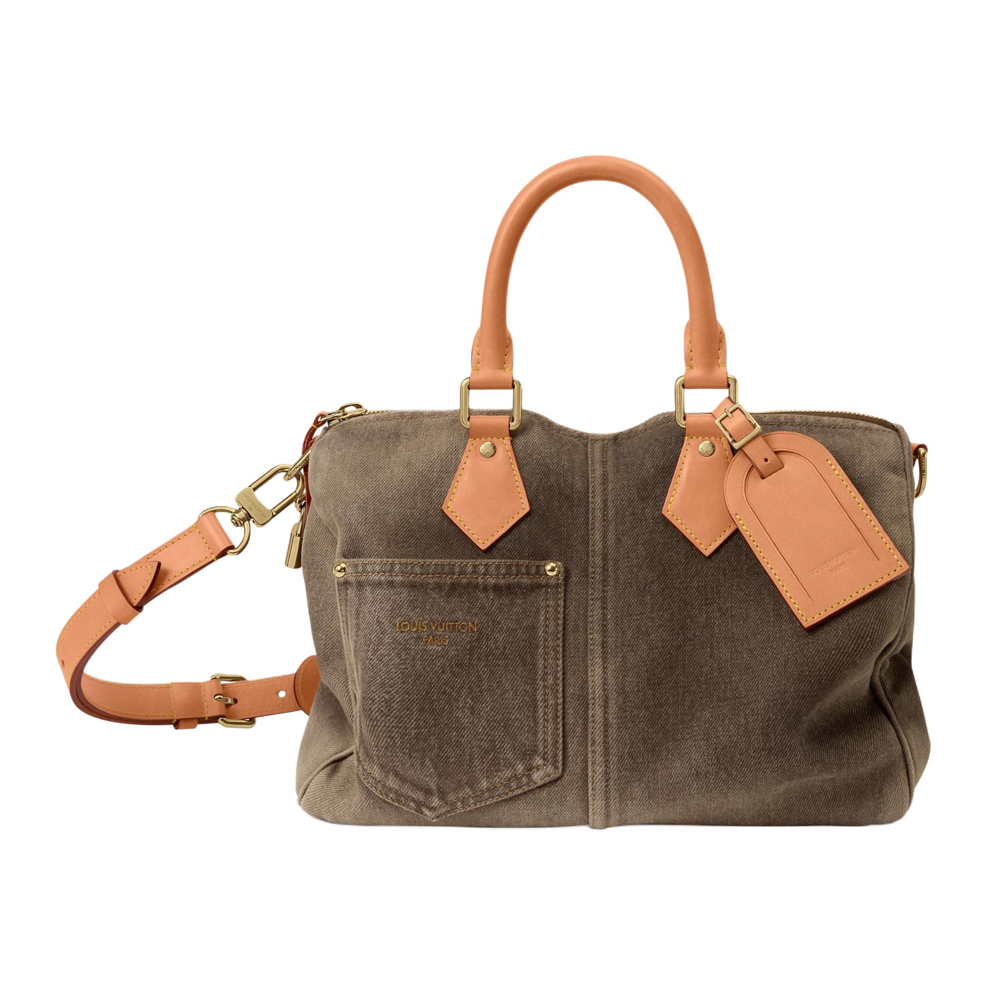 LOUIS VUITTON Speedy BANDOULIÈRE 30 Detachable Shoulder Strap Iconic Designer Denim Denim Shoulder Crossbody Tote Men's Coffee Bean