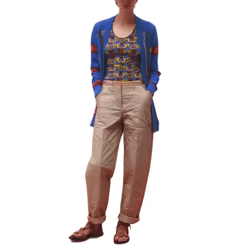 HERMES Knitwear Women's Blue V Neck Moderate Other