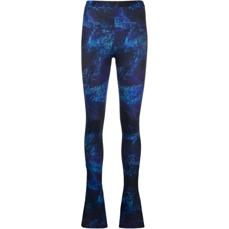OFF-WHITE all-over logo-print flared trousers
