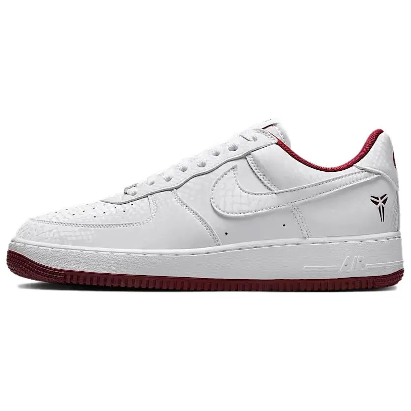 Nike x Kobe Bryant Air Force 1 Abrasion Resistant Abrasion Resistant Low top Skateboard Shoes Unisex White Red