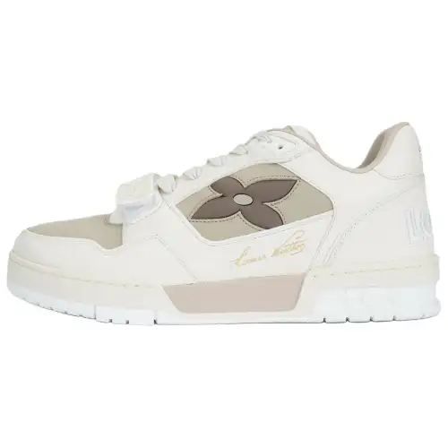 LOUIS VUITTON Trainer Suede Casual Shoes Men's Beige