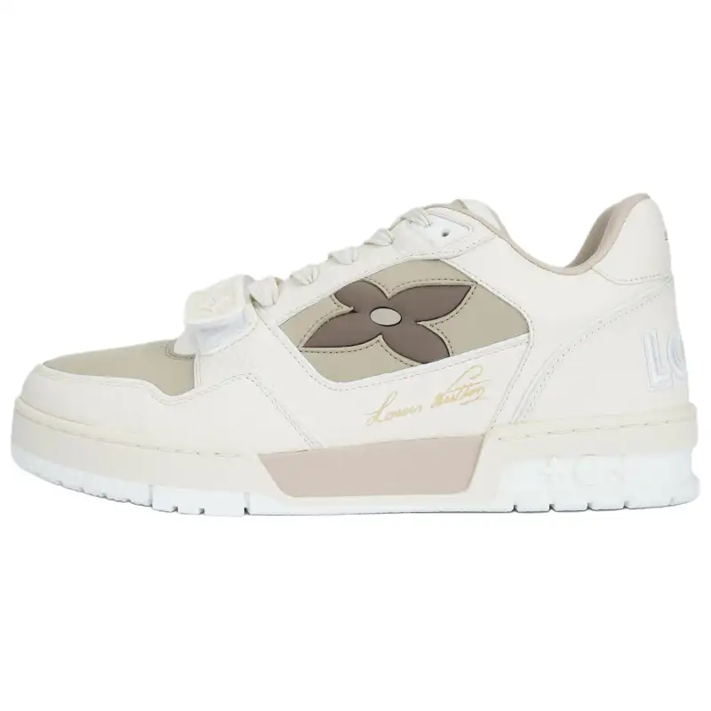 LOUIS VUITTON Trainer Suede Casual Shoes Men's Beige