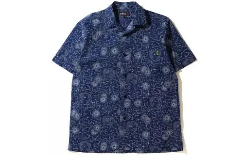 A BATHING APE Shirts Unisex Dark Blue Moderate Hawaii