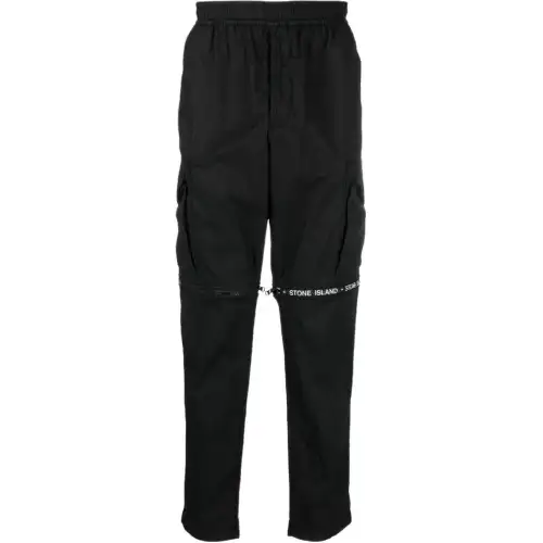 STONE ISLAND Casual Pants Men's Black Moderate Straight Fit Pants