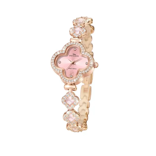 Disney Disney, small swiss watch, universal waterproof quartz bracelet, metal watch strap, women's watch, fuchsia sophisticated dial, gift box, set, four-leaf clover, light luxury style, city style, diamond encrusted, quartz mechanism