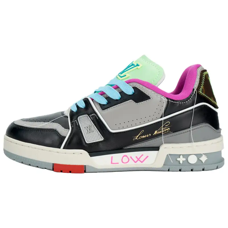 LOUIS VUITTON Trainer Thai Limited Edition Low top Skateboard Shoes Unisex Black Gray