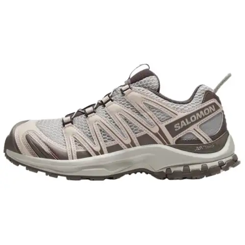 SALOMON XA PRO 3D Breathable And Slip Resistant Low top Hiking Shoes Unisex Silver Gray Cloud Iron Gray Tranquil Purple