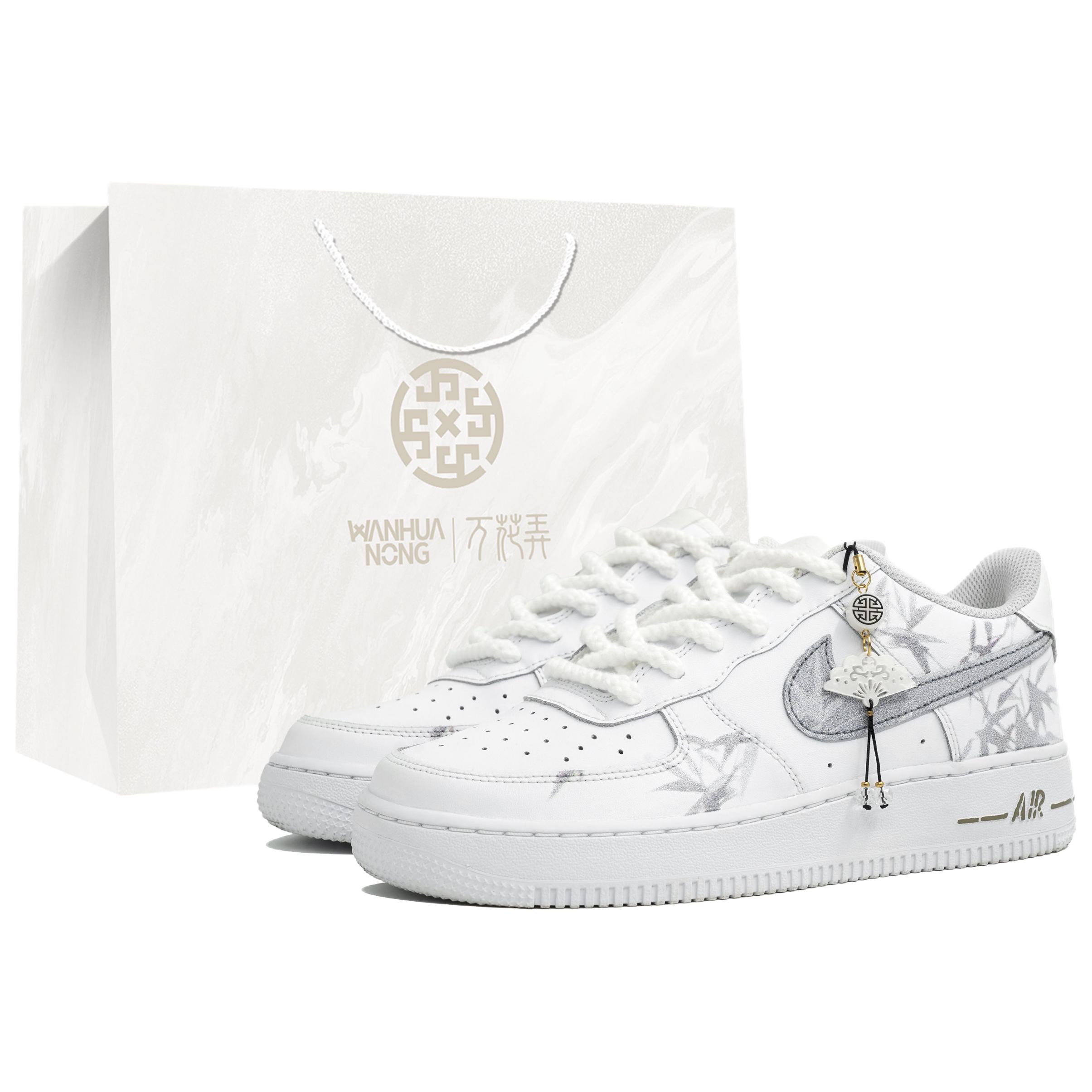 Nike Air Force 1 Coverage Impact Resistance Low top Skateboard Shoes Unisex White Gray