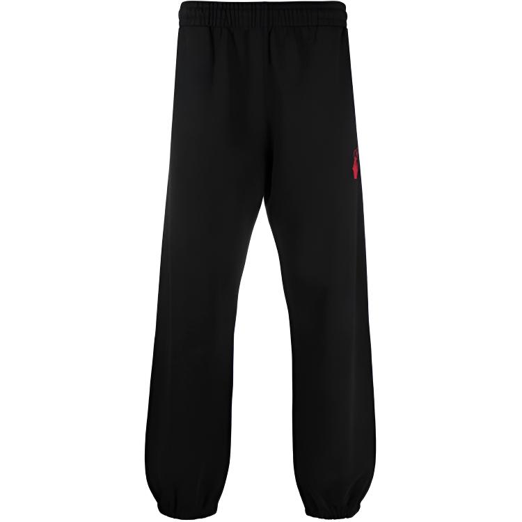 OFF WHITE Dinosaur Series Knitted Sweatpants Men's Black Moderate Straight Fit Pants