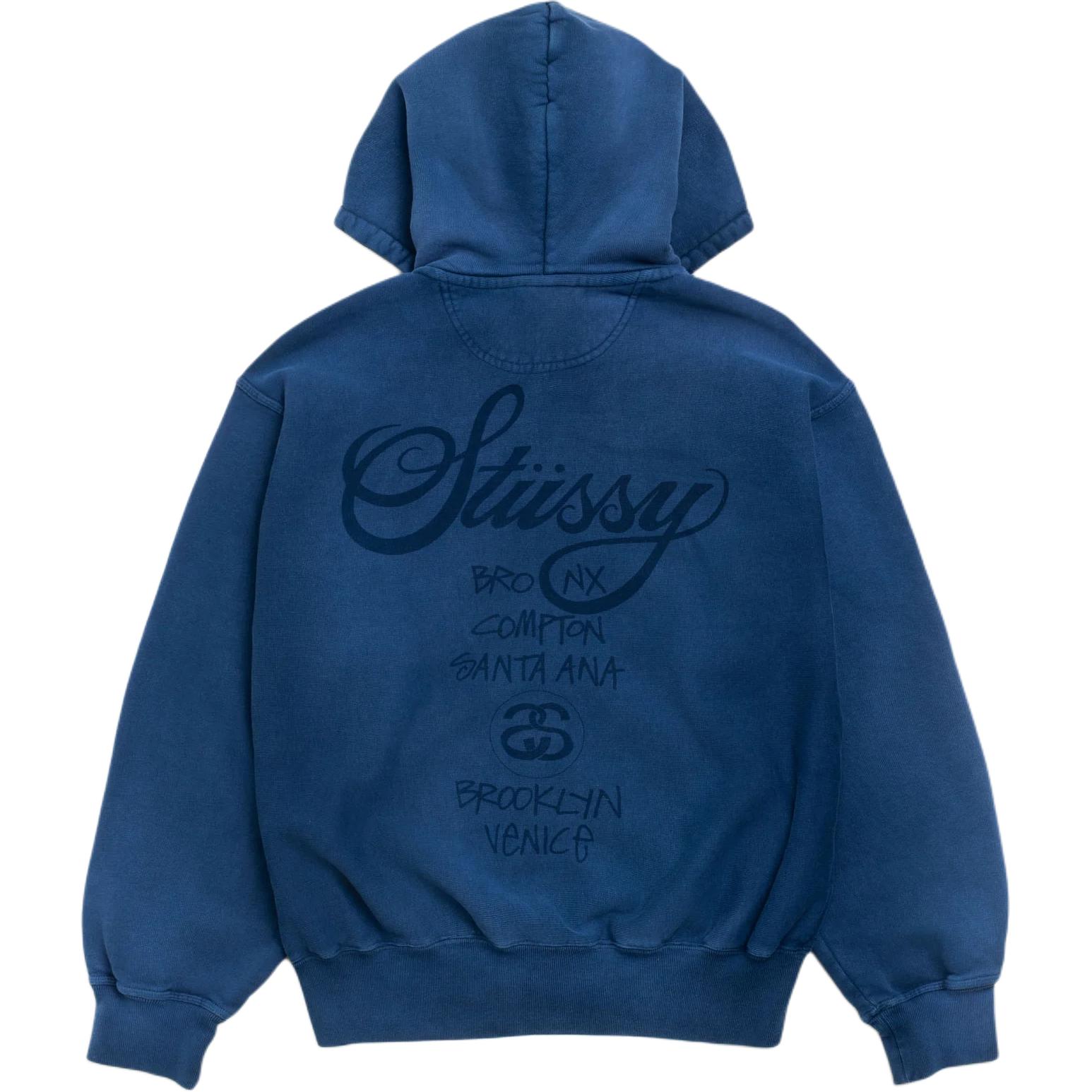 Худи Stussy WORLD TOUR ZIP HOODIE (серое)