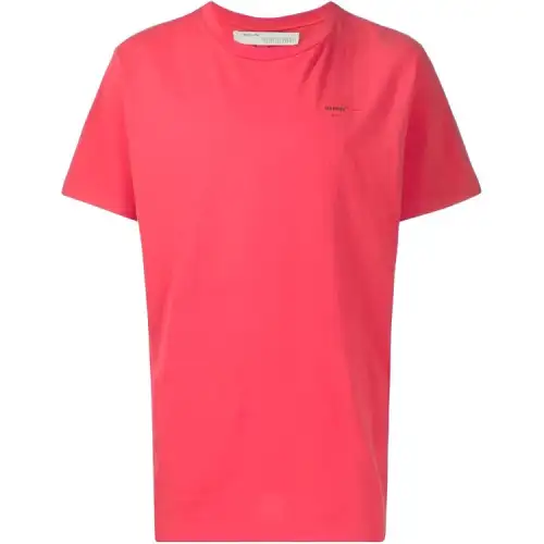 OFF WHITE T Shirts Men's Pink Crew Neck Moderate Straight Fit