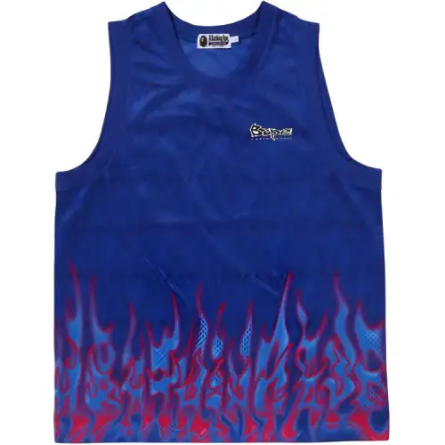A BATHING APE Basketball vest with a round collar, print