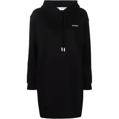 OFF WHITE Diag Hoodie Sweatshirt Dress Black/White