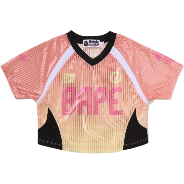Женская футболка A BATHING APE A BATHING APE SS26 (красно-белый) — фото 6