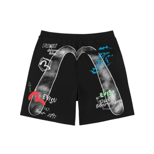 EVISU 2026 летние повседневные шорты большого размера с принтом M и ручной росписью для мужчин